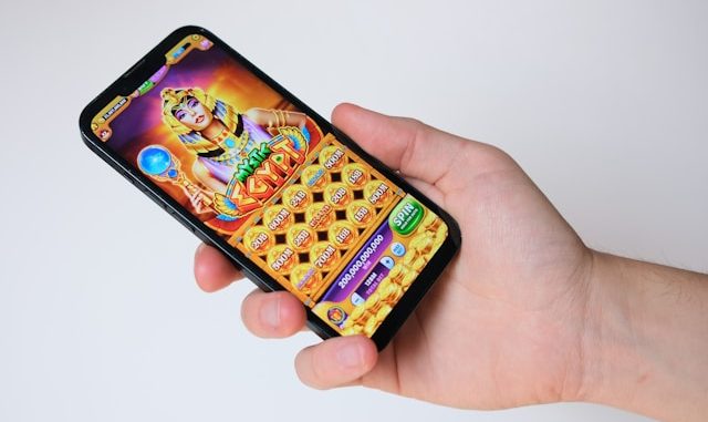 Casino game mobile app on smartphone