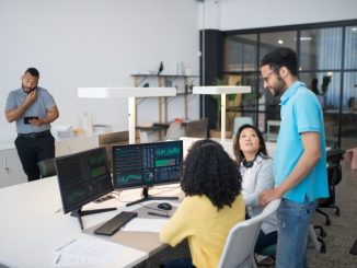 Software testers discussing about software testing strategy