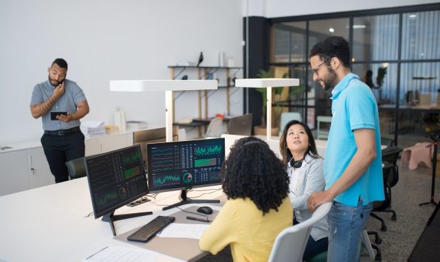 Software testers discussing about software testing strategy