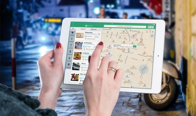 Mobile screen with map