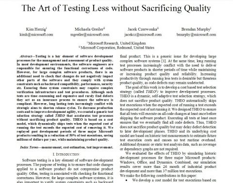 Less Emphasis On Testing Testing Less Without Sacrificing Quality