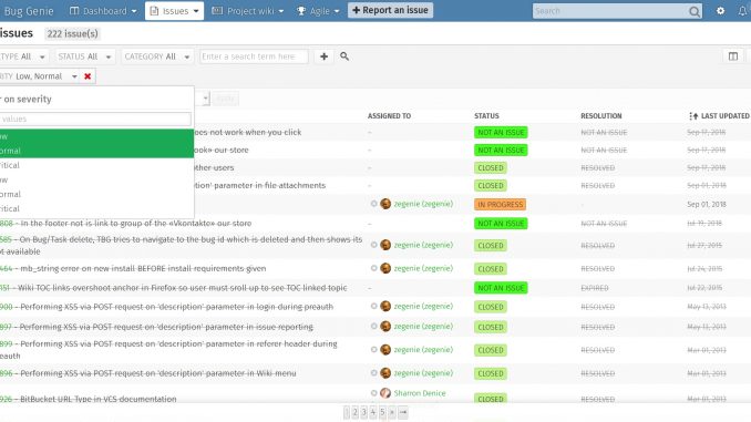 The Bug Genie bug tracking tool