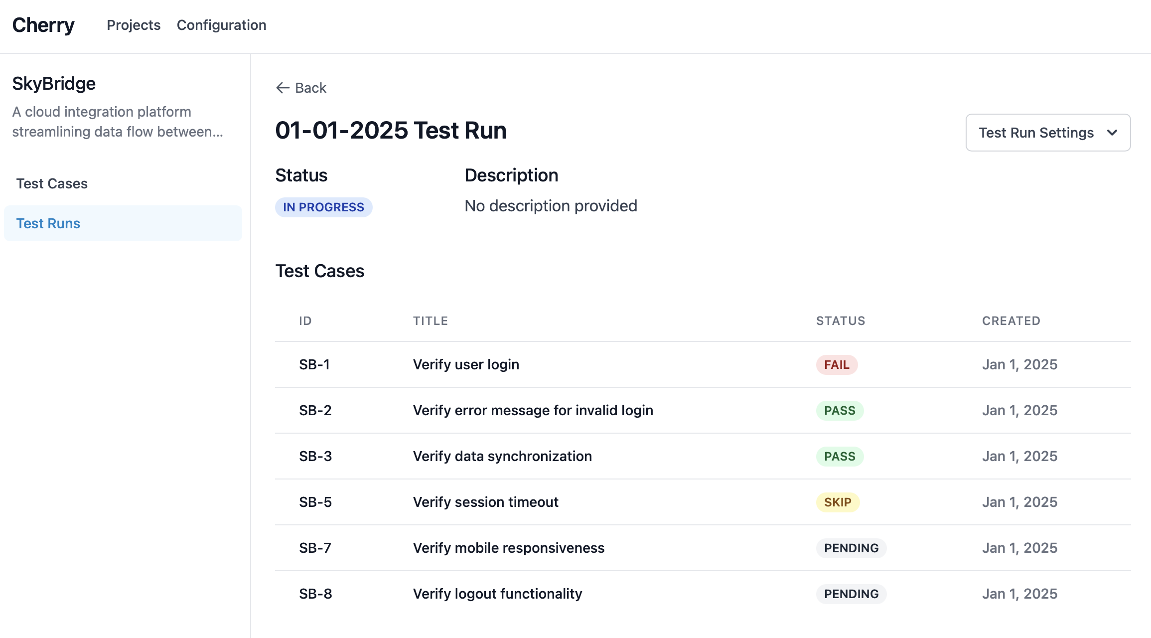 Cherry open source test management tool