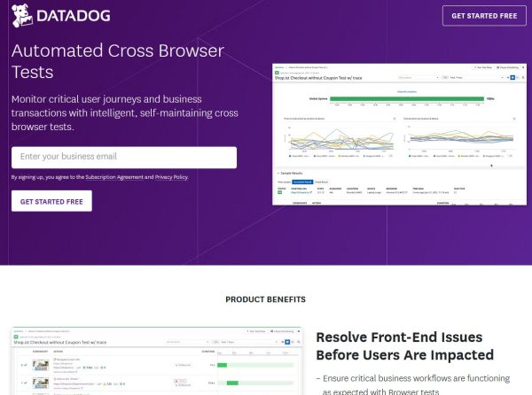 Datadog cross browser testing platform.