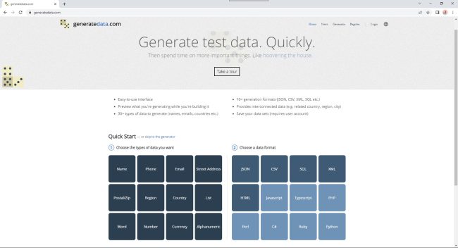 Faker.js UI - Test Data Generator - Made with Vue.js