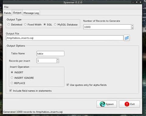 Spawner Open Source Test Data Generator
